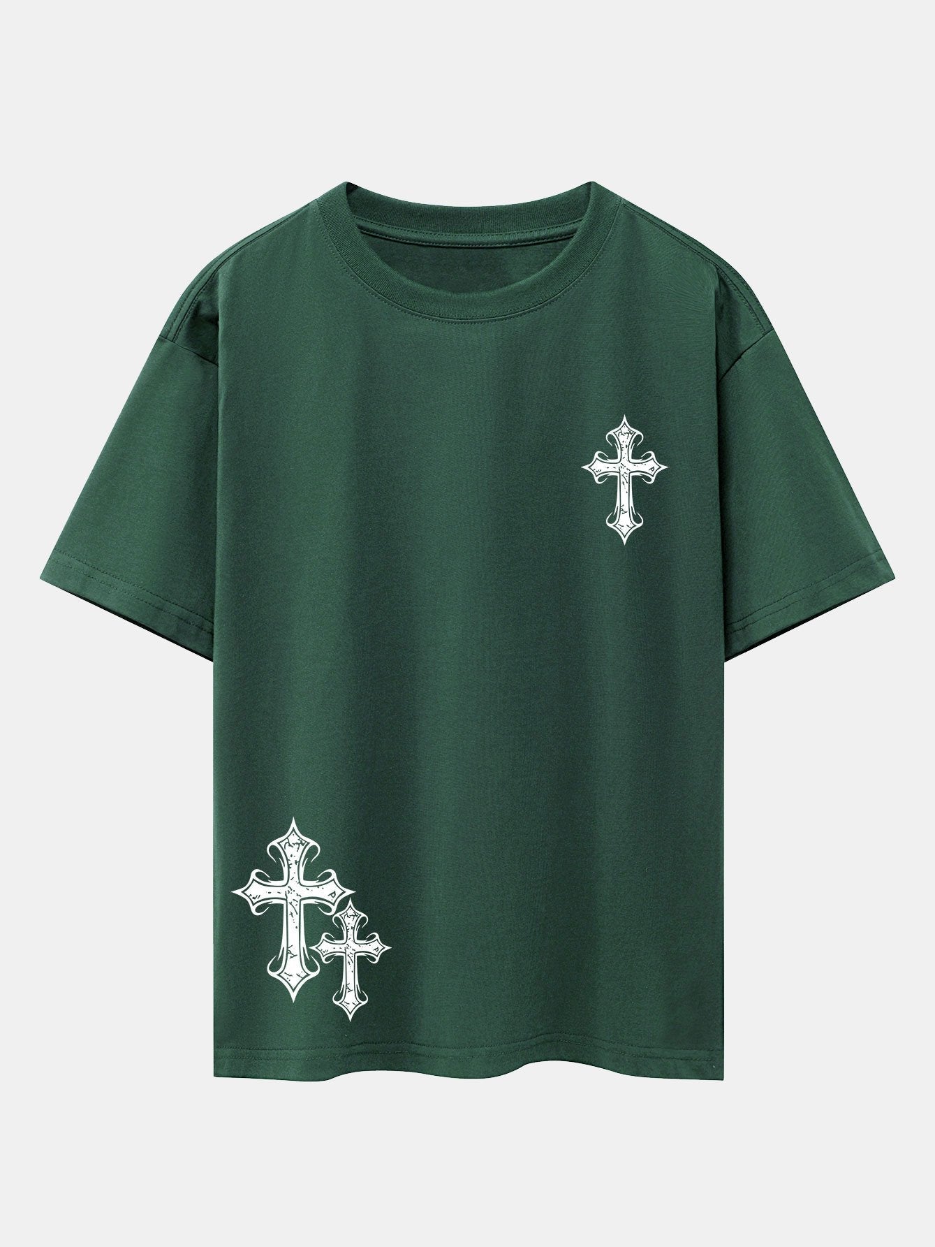 Cross Print Drop Shoulder Oversize T-Shirt - Naturzy