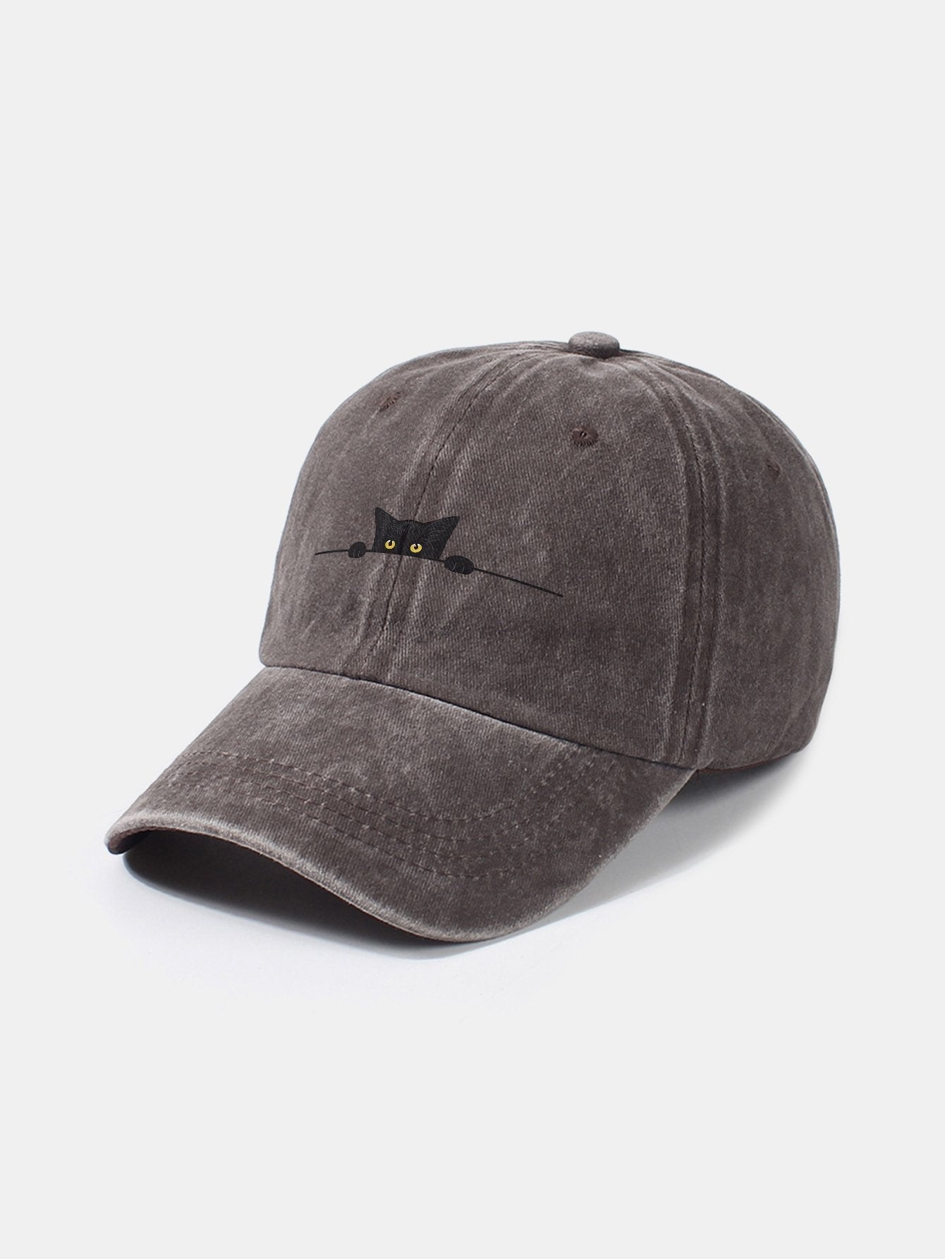Black Cat Pattern Classic Retro Washed Distressed Cotton Baseball Cap - Naturzy