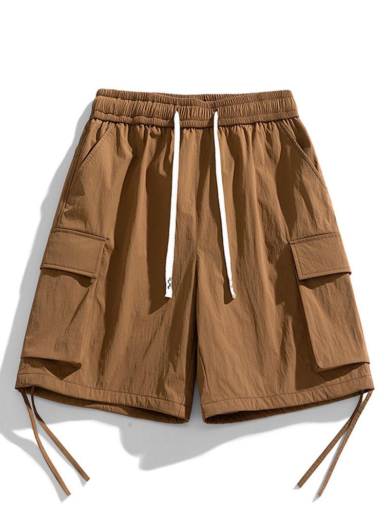 Drawstring Hem Cargo Shorts - Naturzy