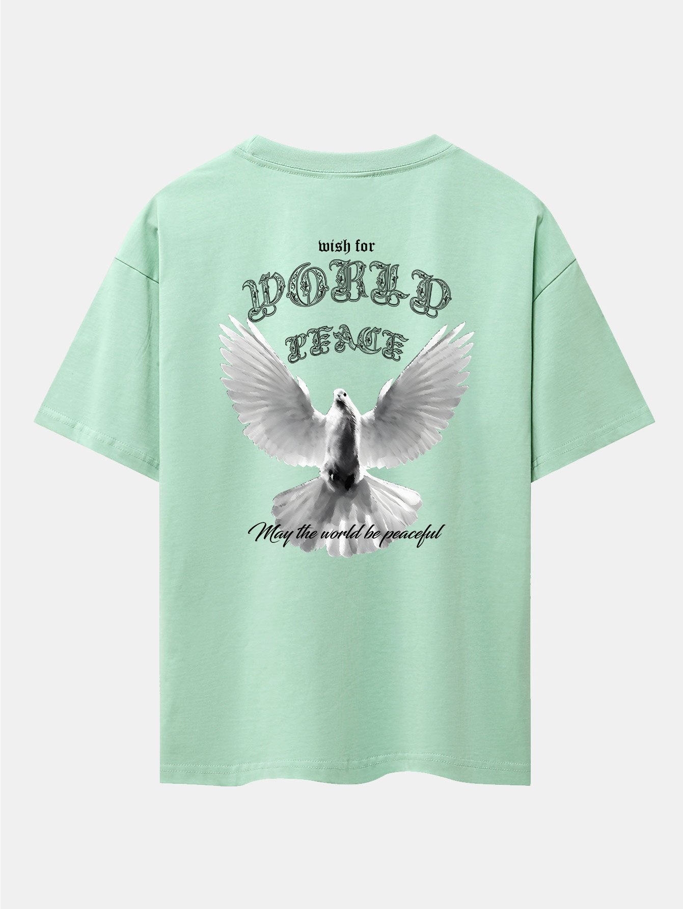 Dove Of Peace Back Print Drop Shoulder Oversize T-Shirt - Naturzy