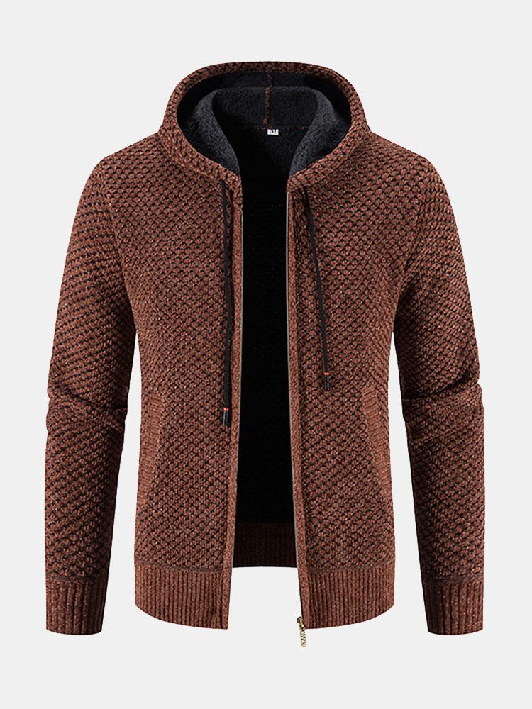 Teddy Lined Textured Hooded Sweater - Naturzy