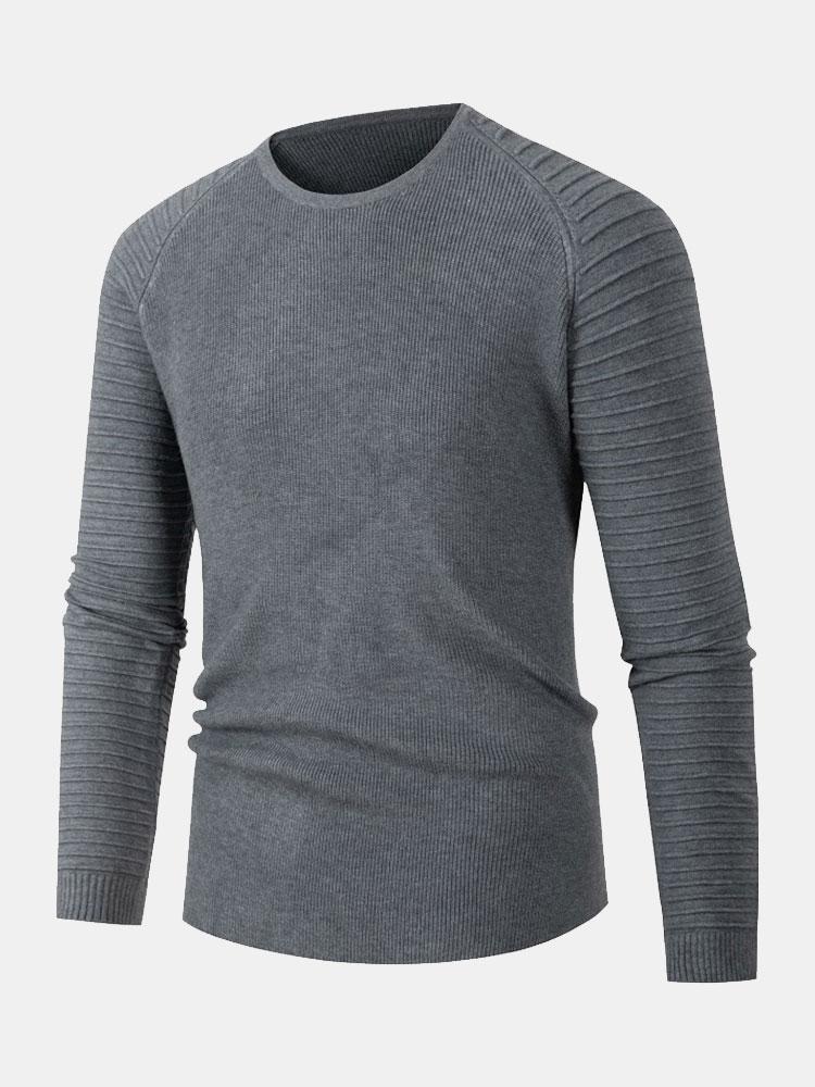 Slim Fit Raglan Sleeve Crew Neck Sweater - Naturzy