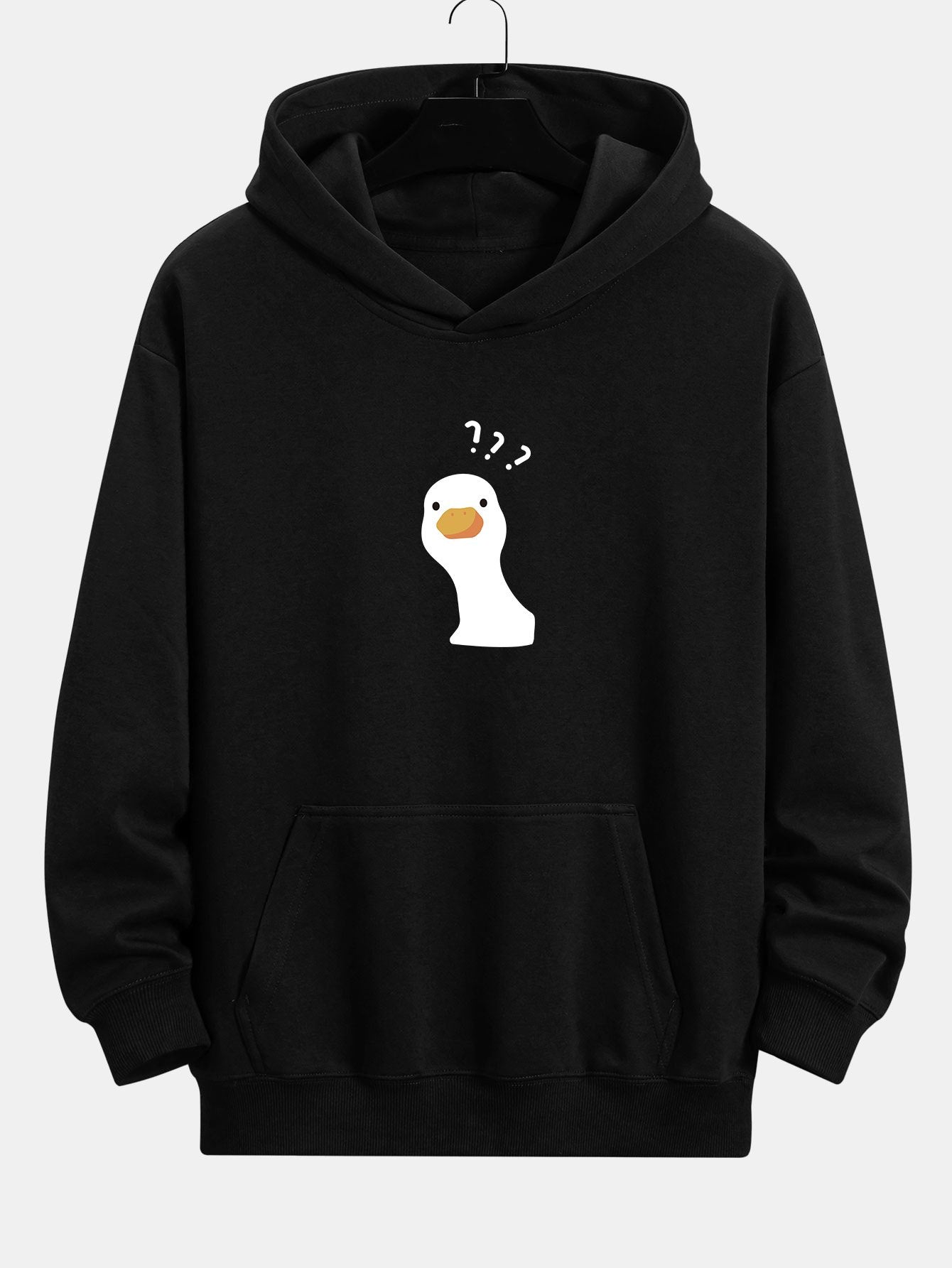 Question Mark Doubtful Duck Print Relax Fit Hoodie - Naturzy