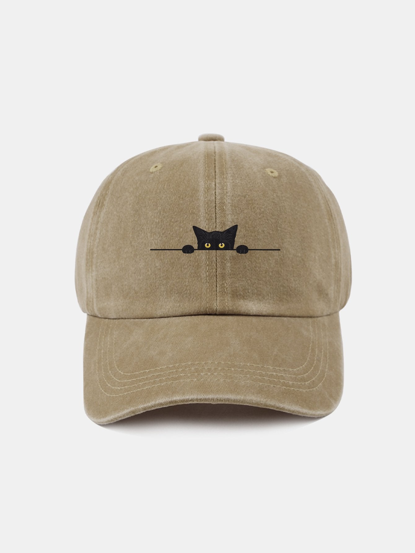 Black Cat Pattern Classic Retro Washed Distressed Cotton Baseball Cap - Naturzy