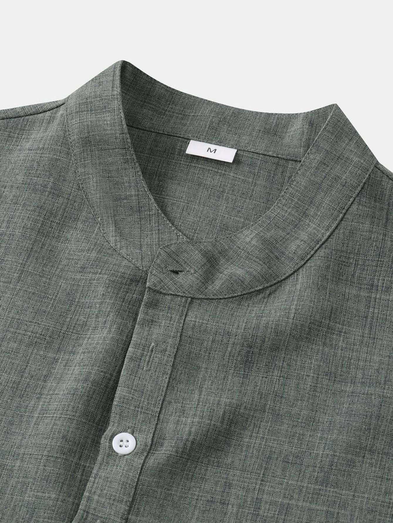 Short Sleeve Linen Look Henley Shirt - Naturzy