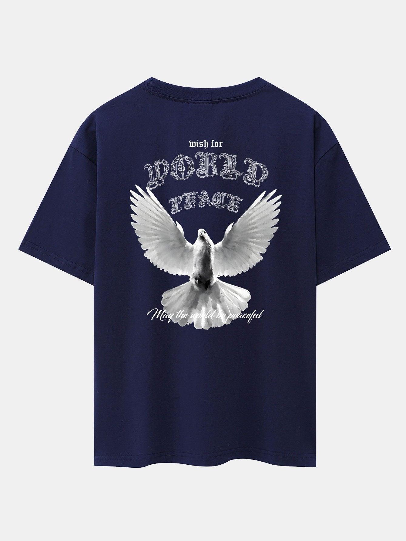Dove Of Peace Back Print Drop Shoulder Oversize T-Shirt - Naturzy