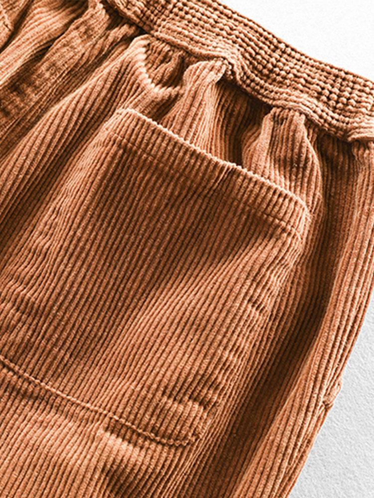 Cotton Corduroy Cropped Pants - Naturzy