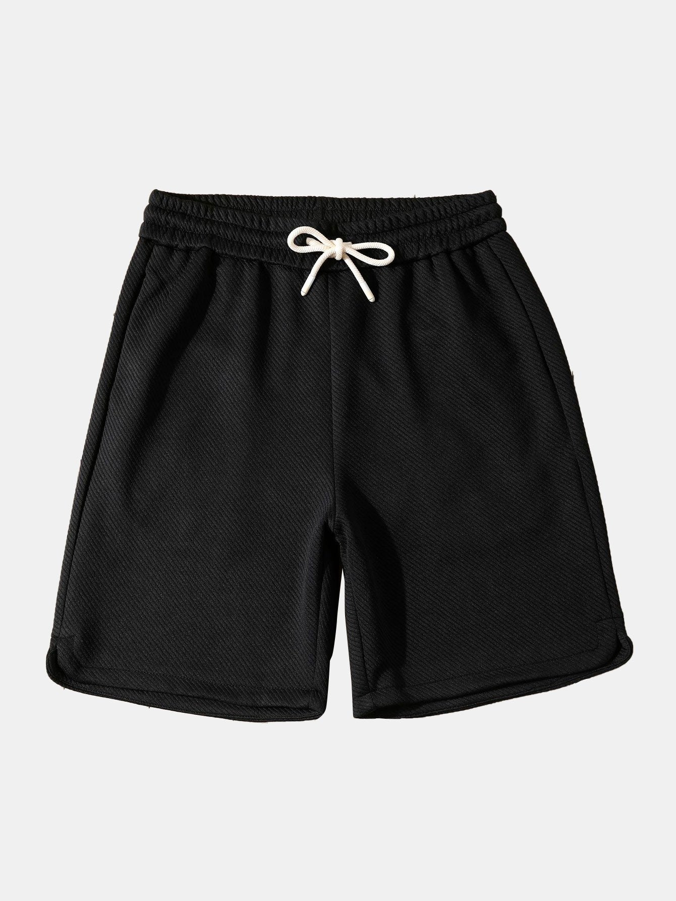 Loose Fit Drawstring Twill Jacquard Shorts - Naturzy