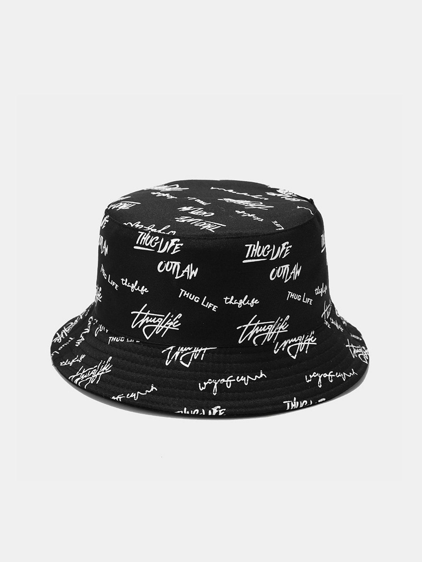 Double Side Reversible Slogan Pattern Bucket Hat - Naturzy