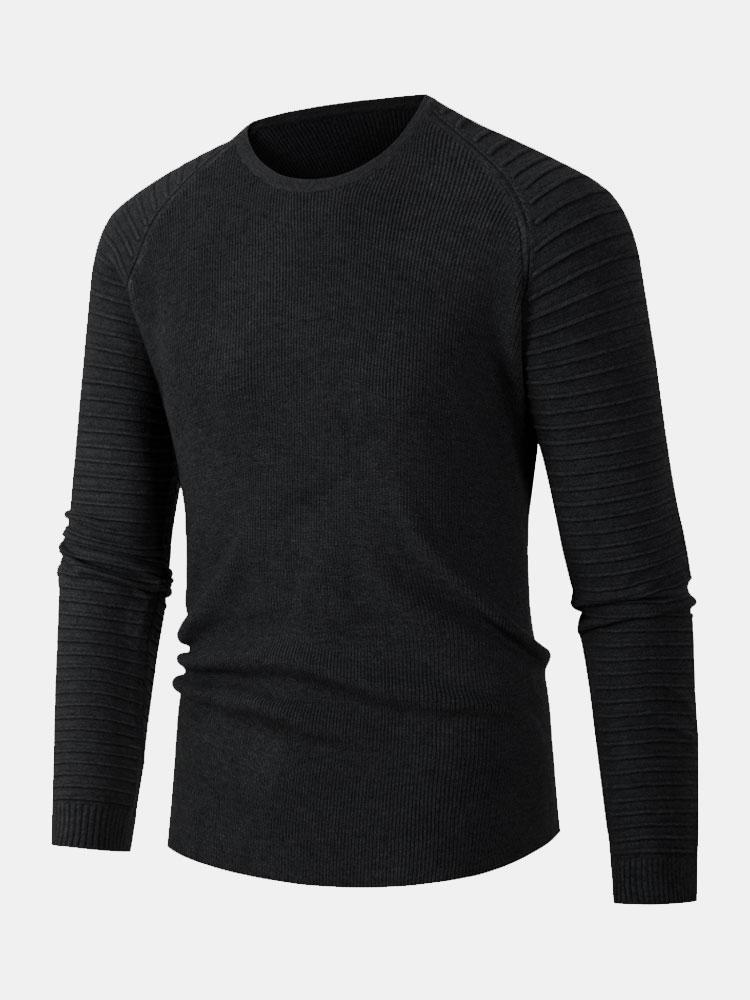 Slim Fit Raglan Sleeve Crew Neck Sweater - Naturzy