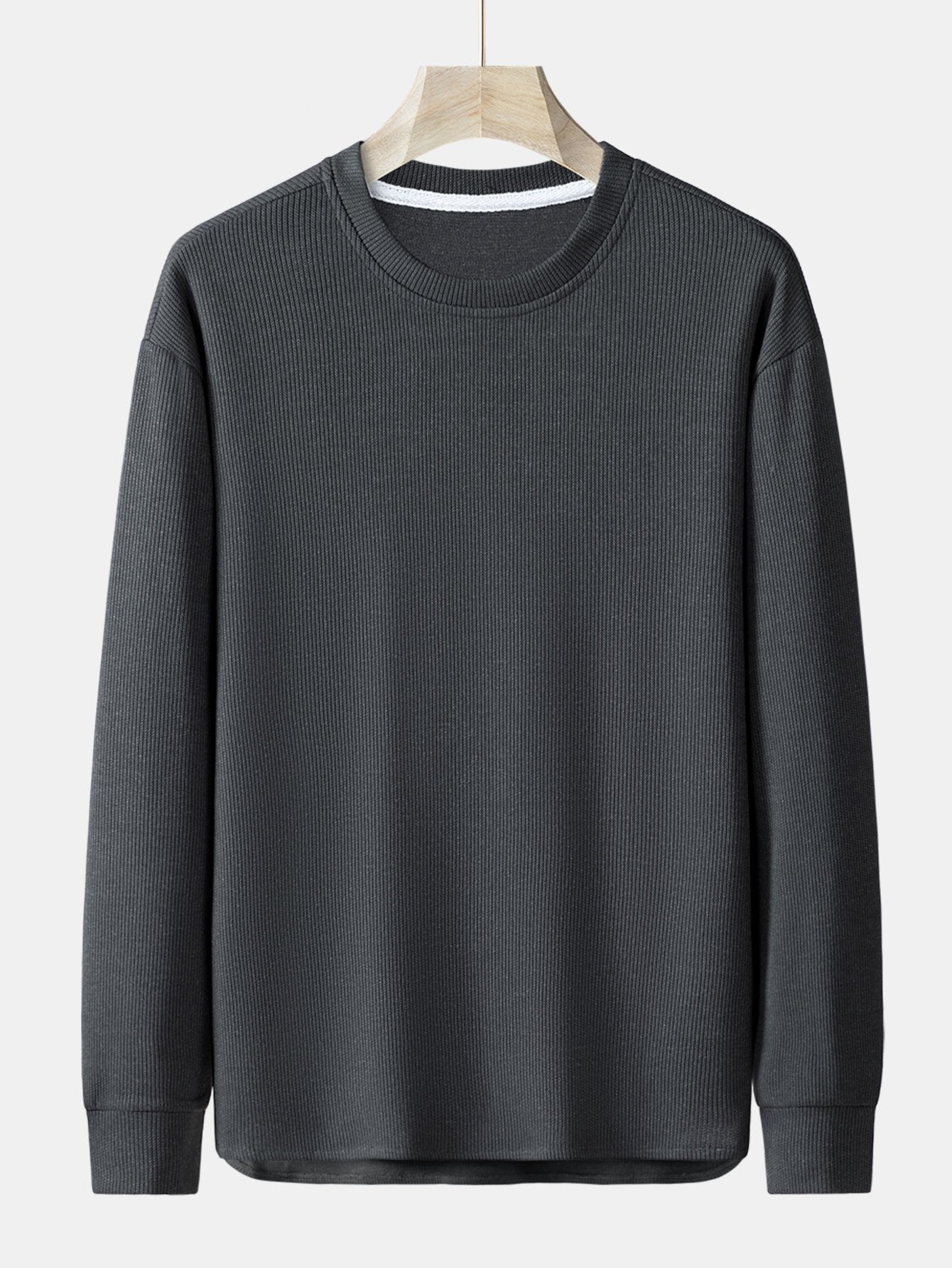 Long Sleeve Relax Fit Knit Ribbed T-Shirt - Naturzy