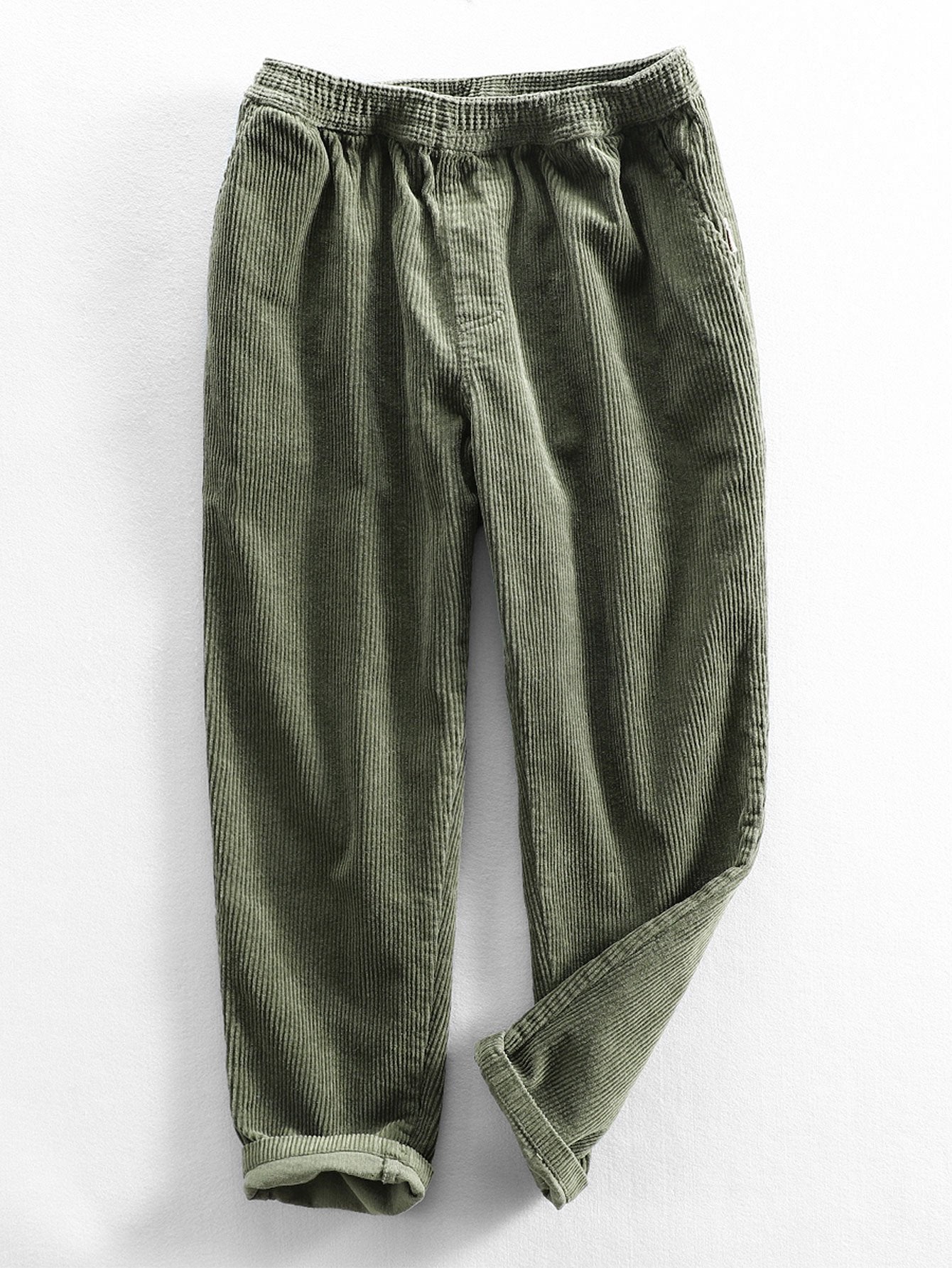 Cotton Corduroy Cropped Pants - Naturzy