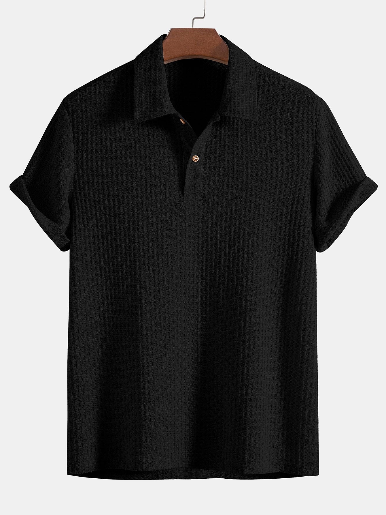 Knitted Waffle Polo Shirt - Naturzy