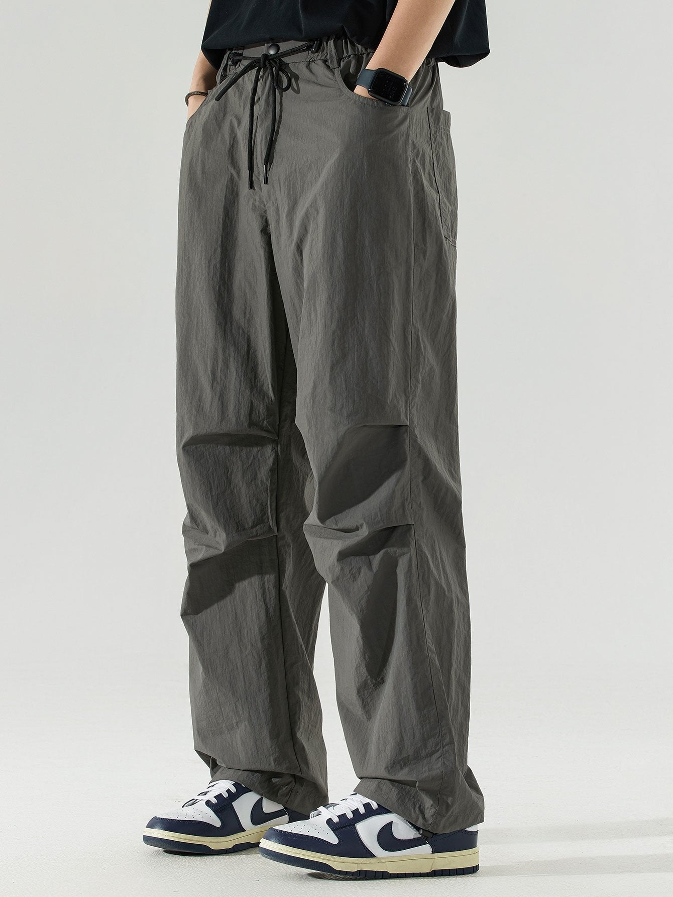 Elastic Waist Parachute Pants - Naturzy