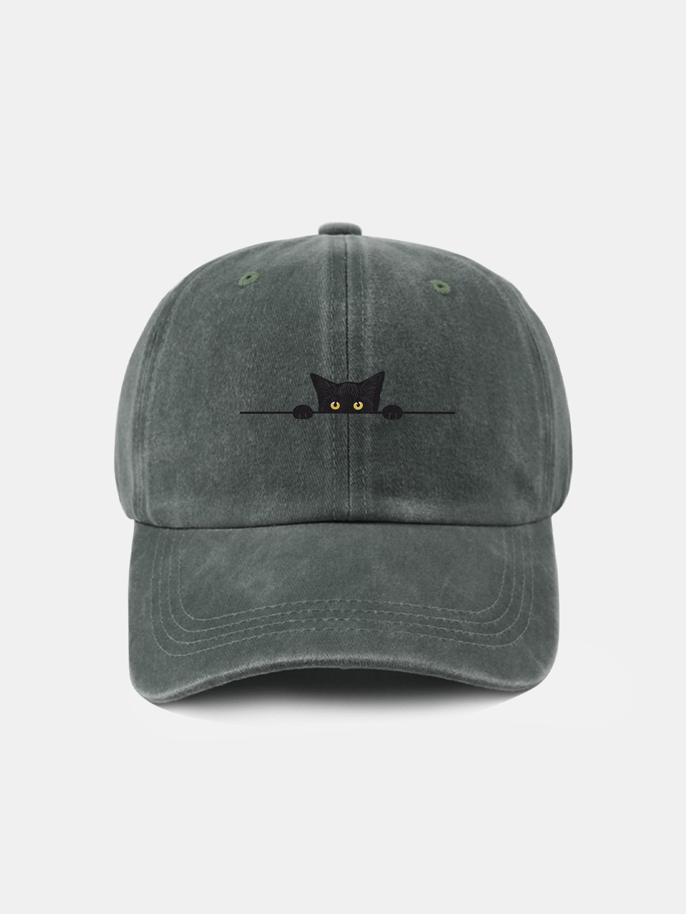 Black Cat Pattern Classic Retro Washed Distressed Cotton Baseball Cap - Naturzy