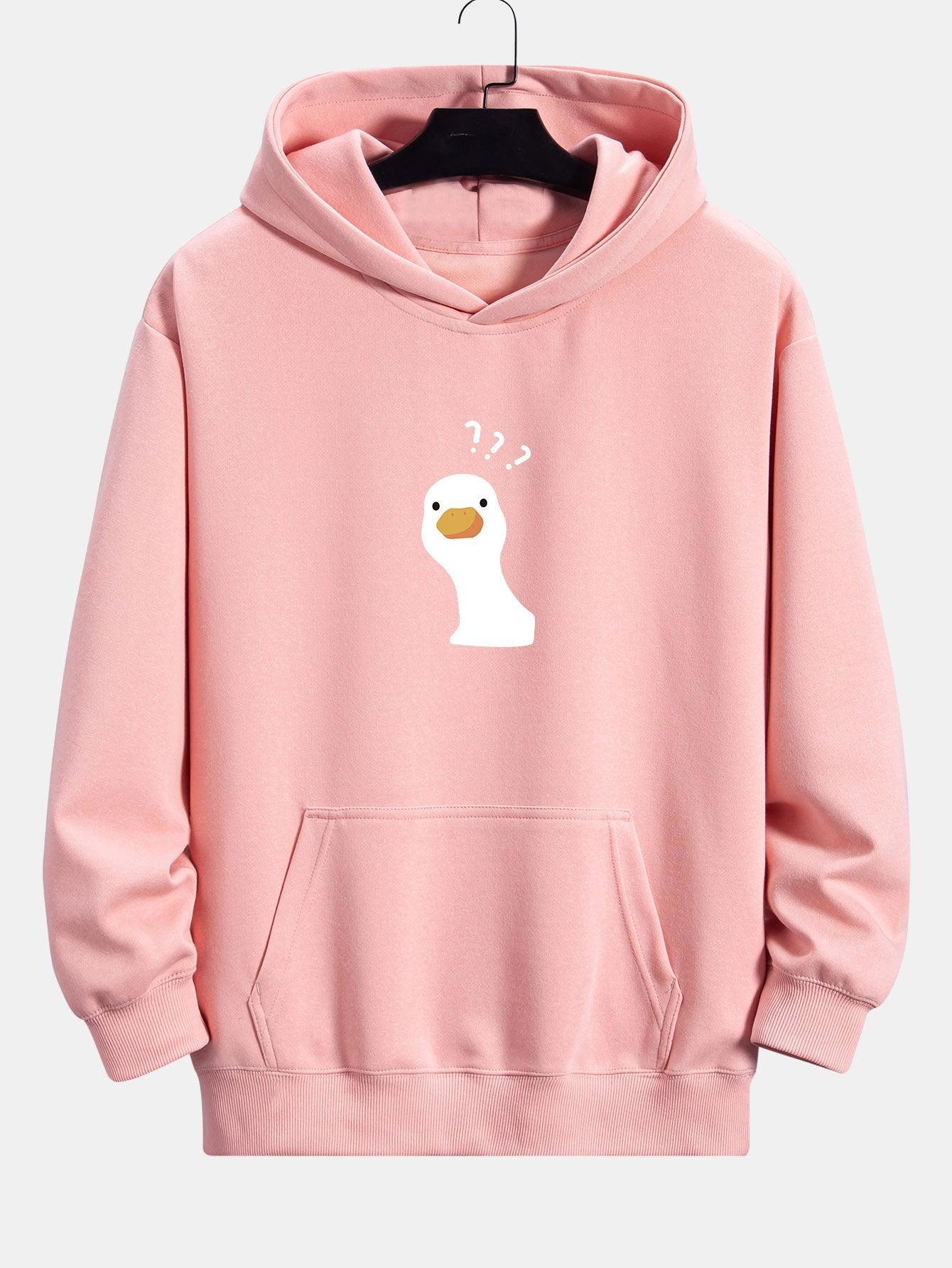 Question Mark Doubtful Duck Print Relax Fit Hoodie - Naturzy