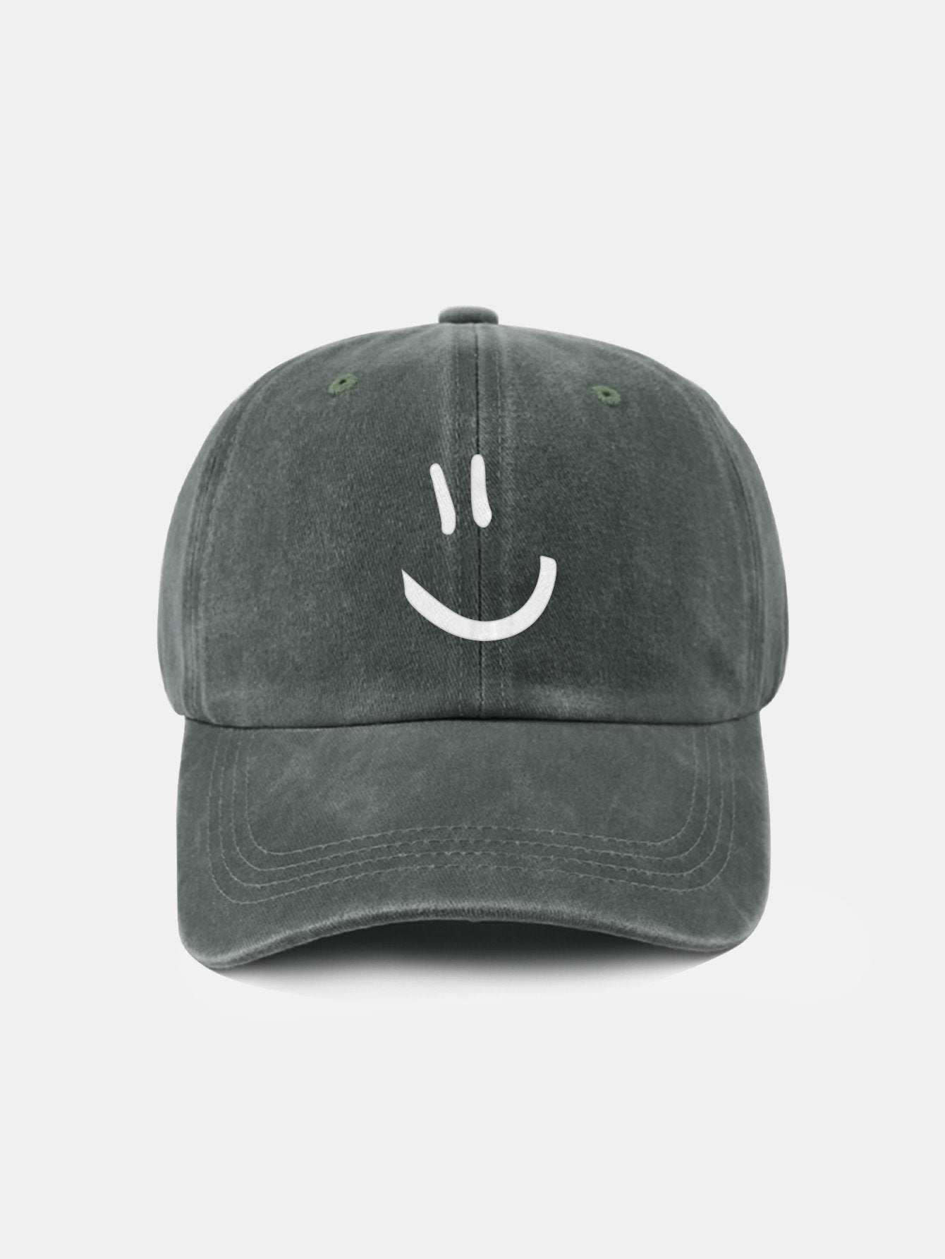 Smiley Face Pattern Classic Retro Washed Distressed Cotton Baseball Cap - Naturzy
