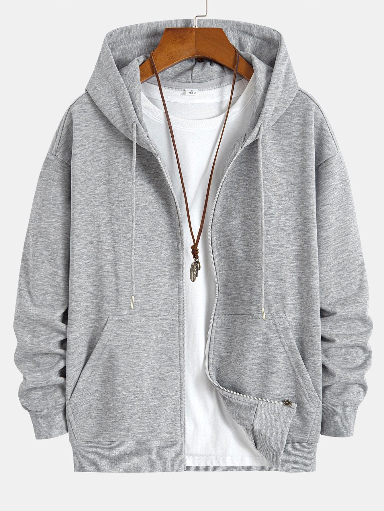 Basic Relax Fit Zip Hoodie - Naturzy