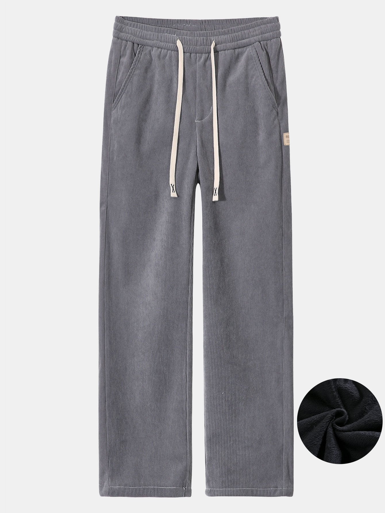 Polar Fleece Lined Straight Leg Corduroy Pants - Naturzy