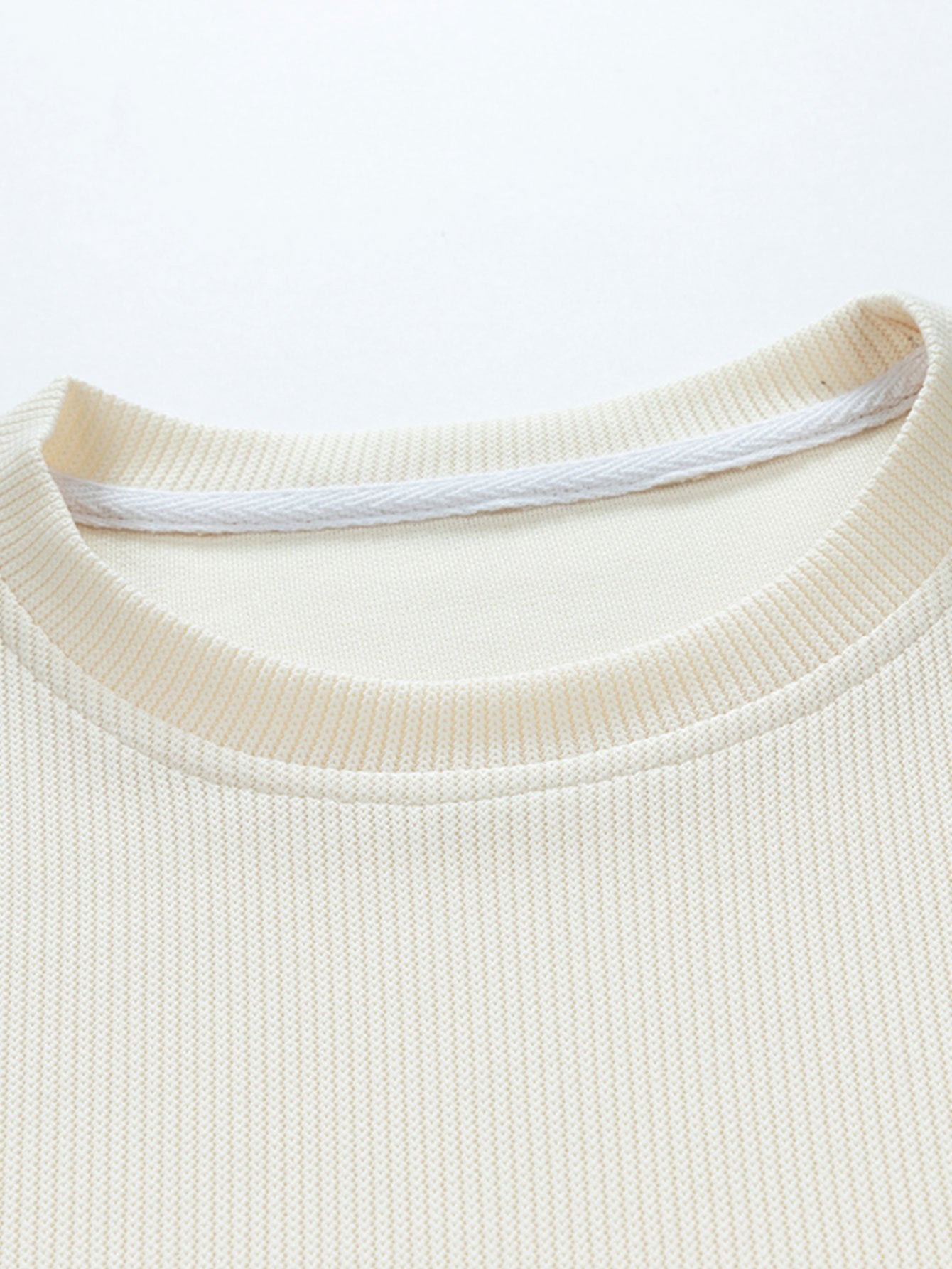 Long Sleeve Relax Fit Knit Ribbed T-Shirt - Naturzy