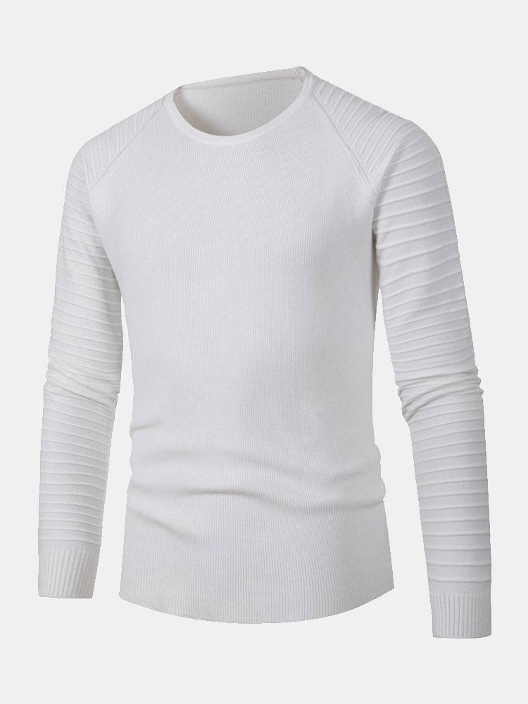 Slim Fit Raglan Sleeve Crew Neck Sweater - Naturzy
