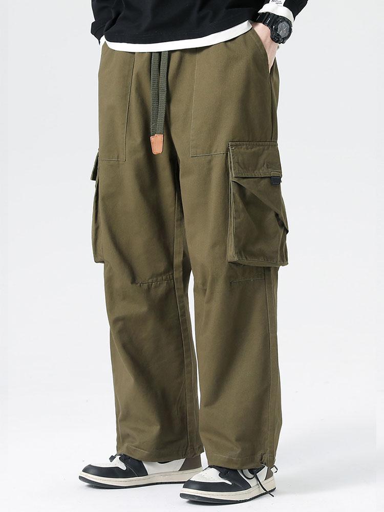 Elastic Drawstring Cuff Parachute Cargo Pants - Naturzy