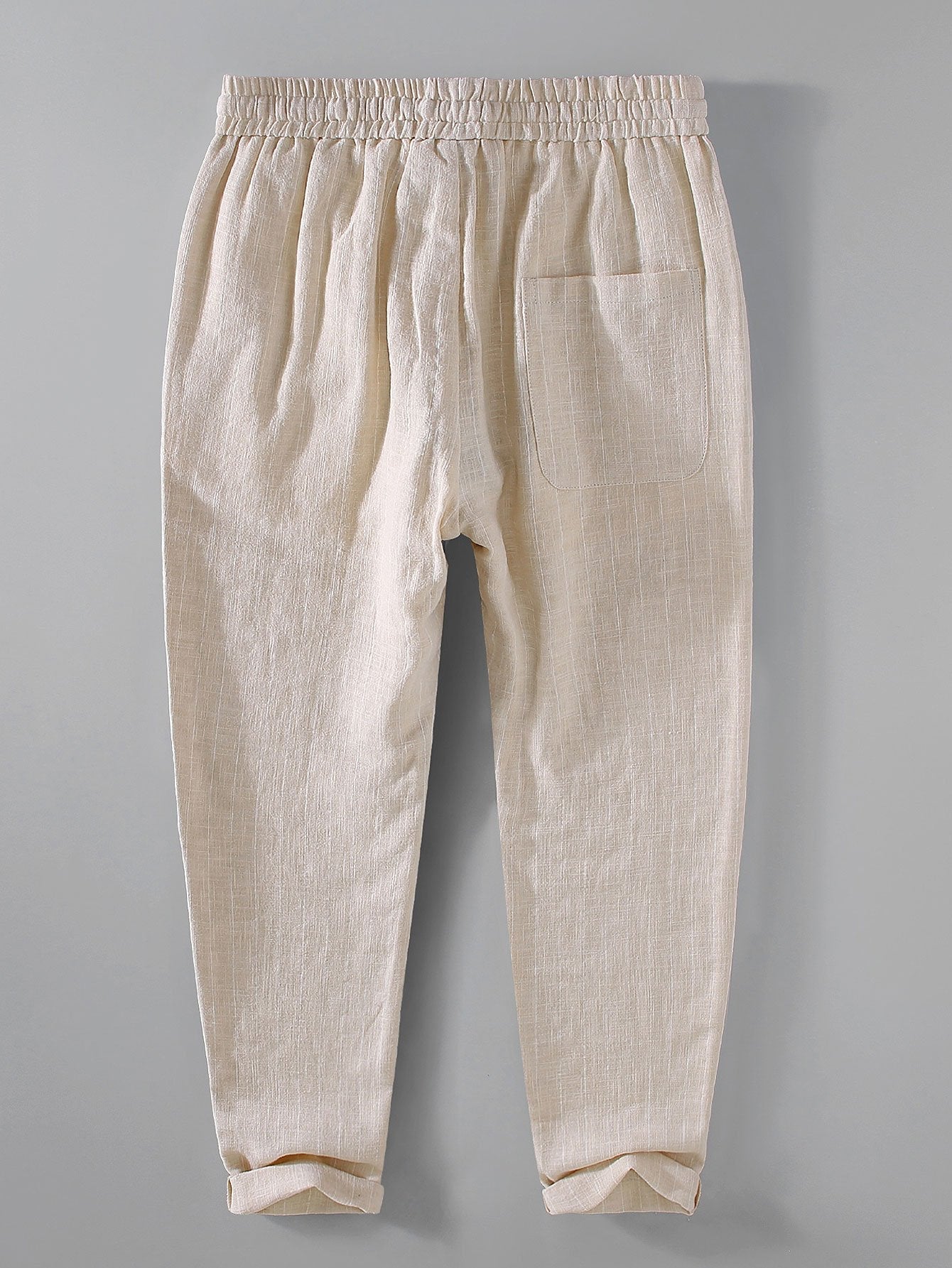 Striped Linen Cotton Blend Cropped Pants - Naturzy