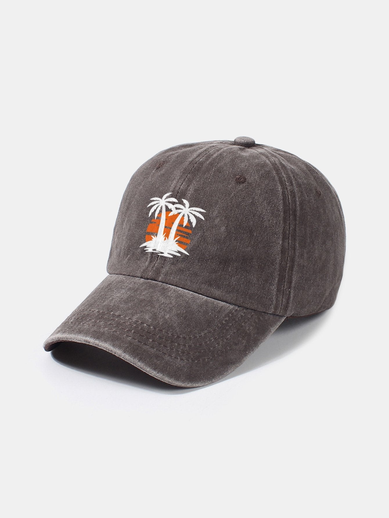 Coconut tree sunset pattern classic retro washed cotton casual baseball cap - Naturzy