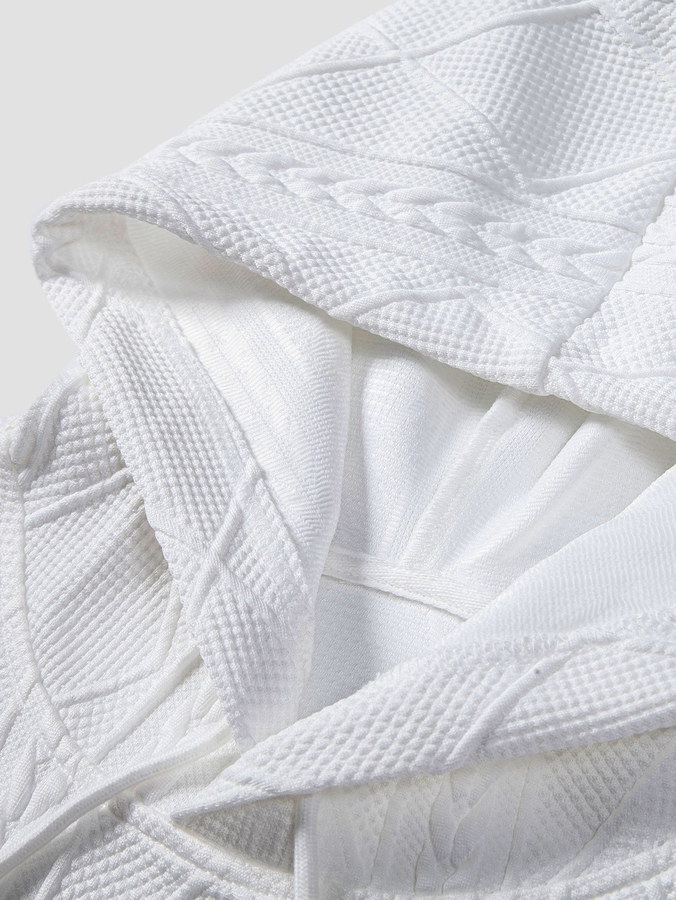 Relax Fit Geometric Jacquard Hoodie - Naturzy