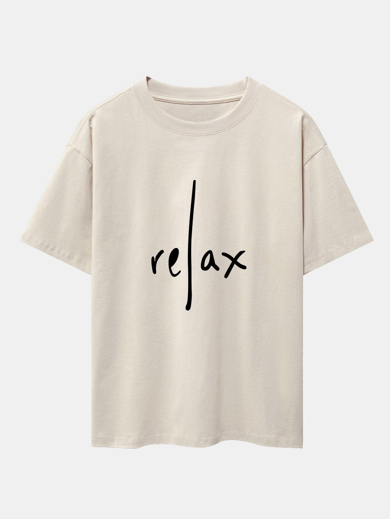 Relax Print Drop Shoulder Oversize T-Shirt - Naturzy