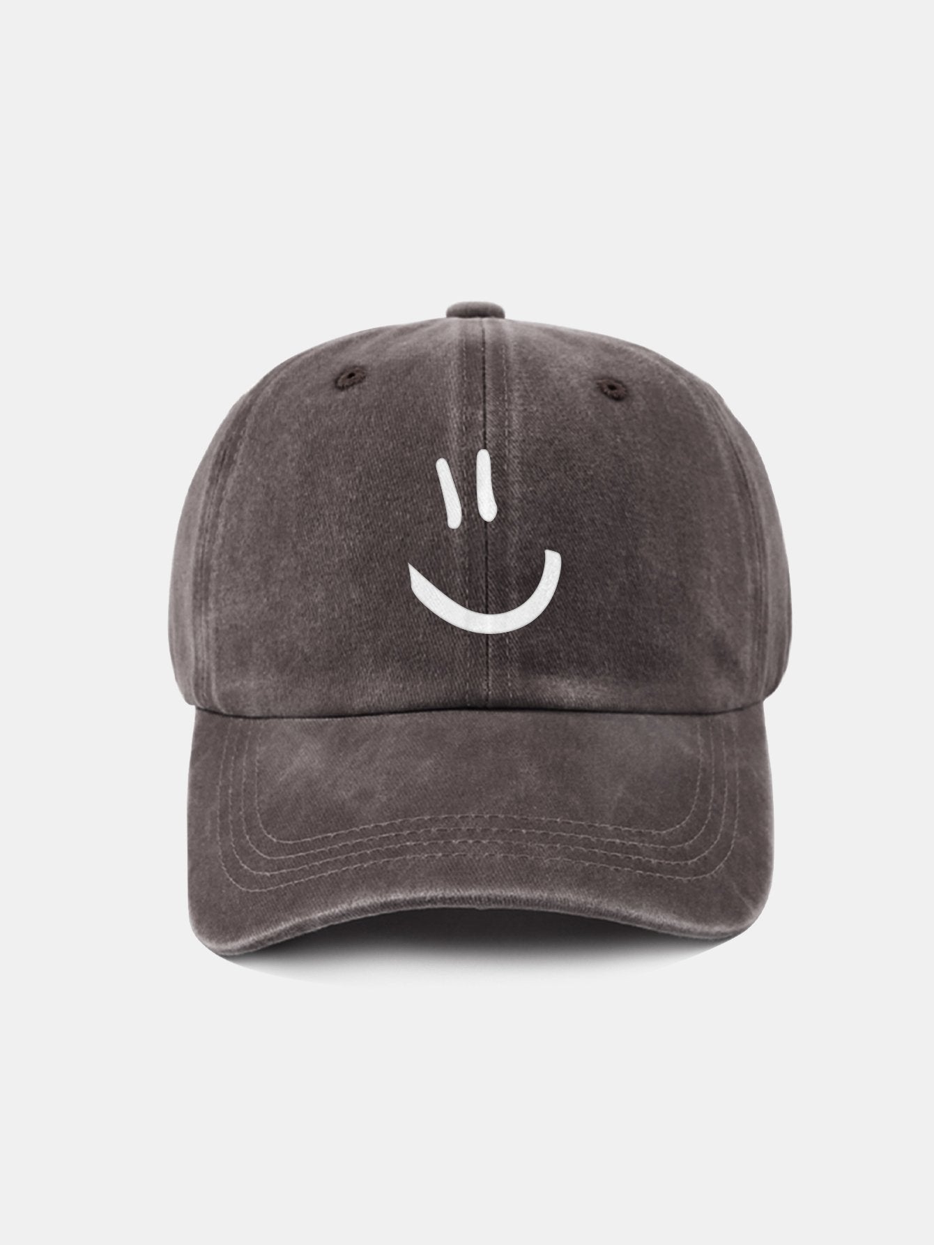 Smiley Face Pattern Classic Retro Washed Distressed Cotton Baseball Cap - Naturzy
