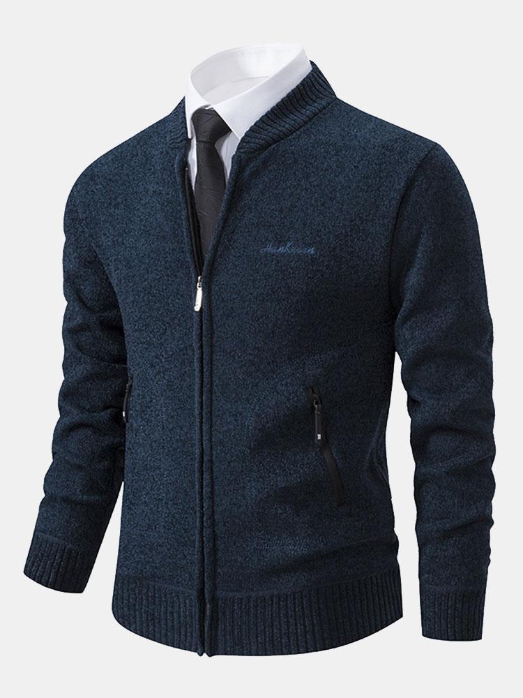Zip Up Baseball Collar Sweater - Naturzy