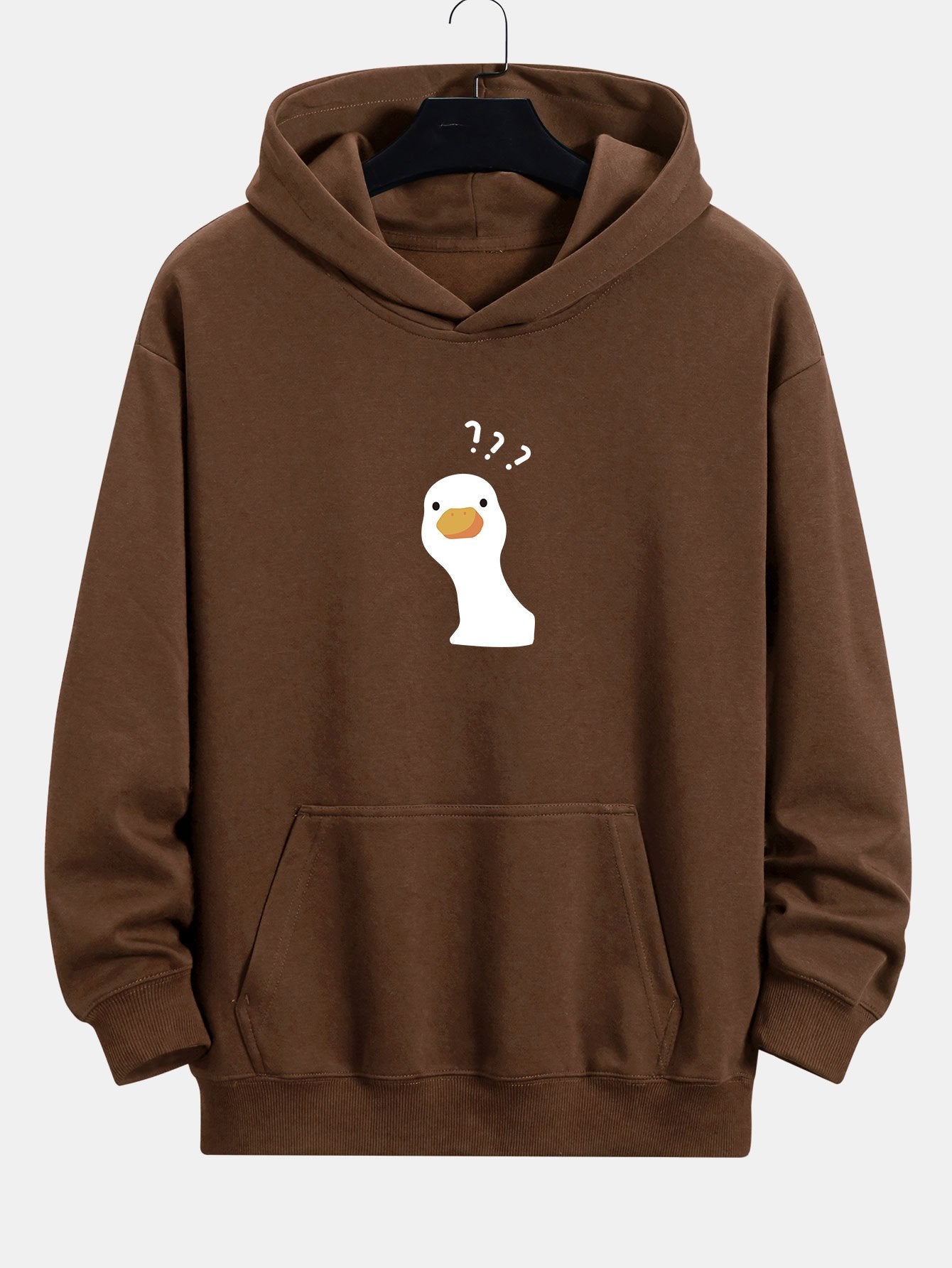 Question Mark Doubtful Duck Print Relax Fit Hoodie - Naturzy
