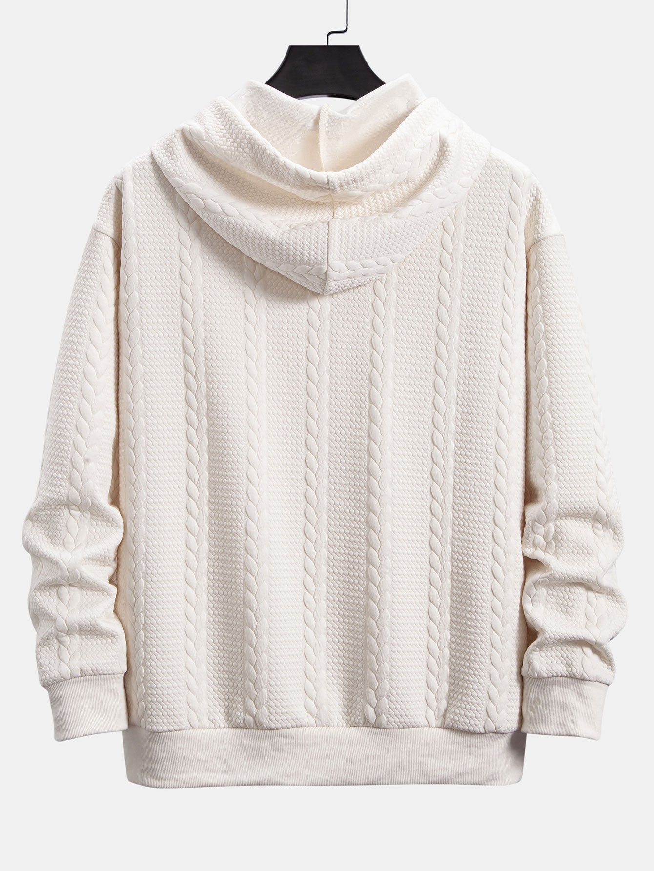 Relax Fit Wheat Jacquard Hoodie - Naturzy