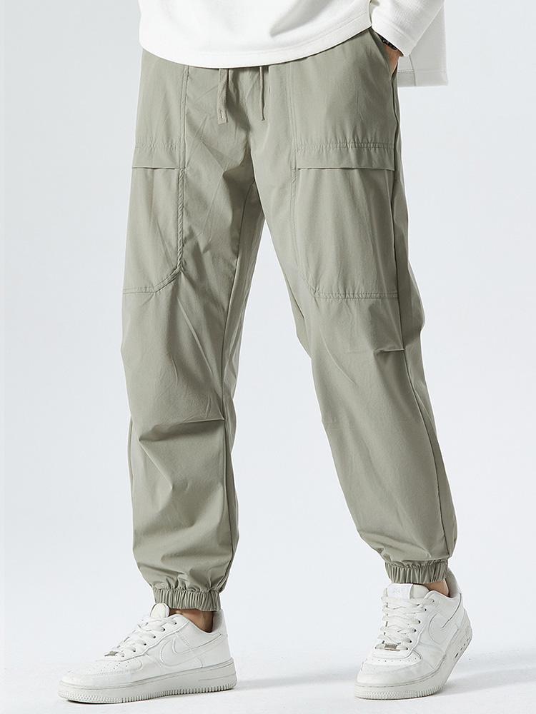 Elastic Waist Parachute Cargo Pants - Naturzy