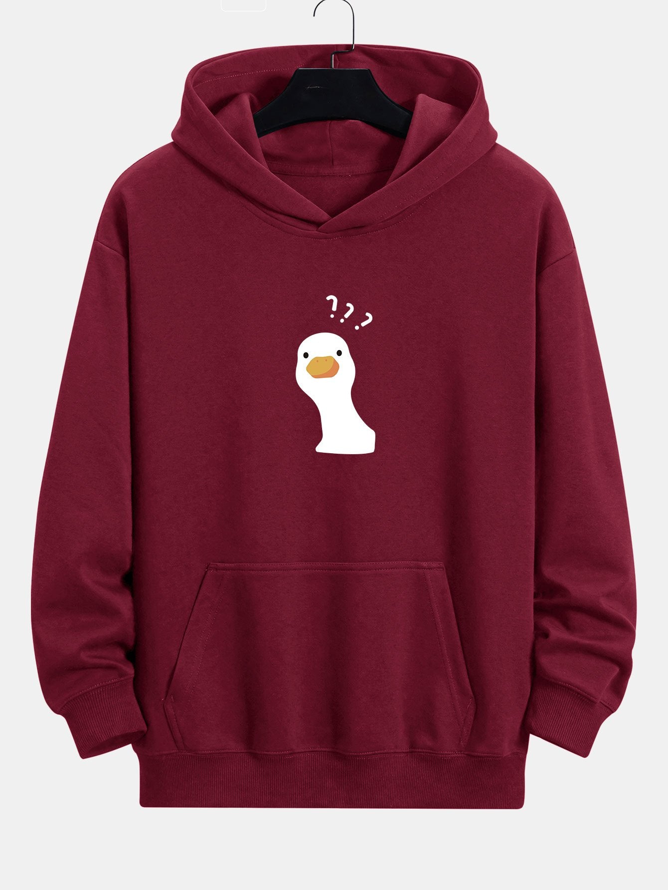 Question Mark Doubtful Duck Print Relax Fit Hoodie - Naturzy
