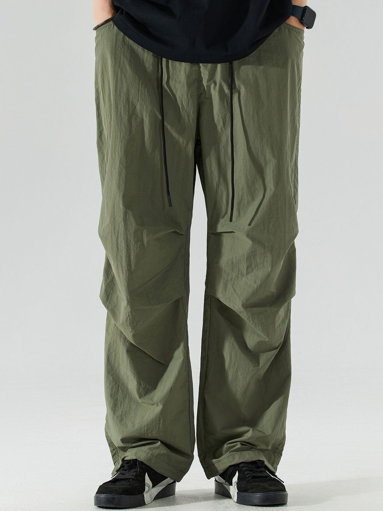 Elastic Waist Parachute Pants - Naturzy