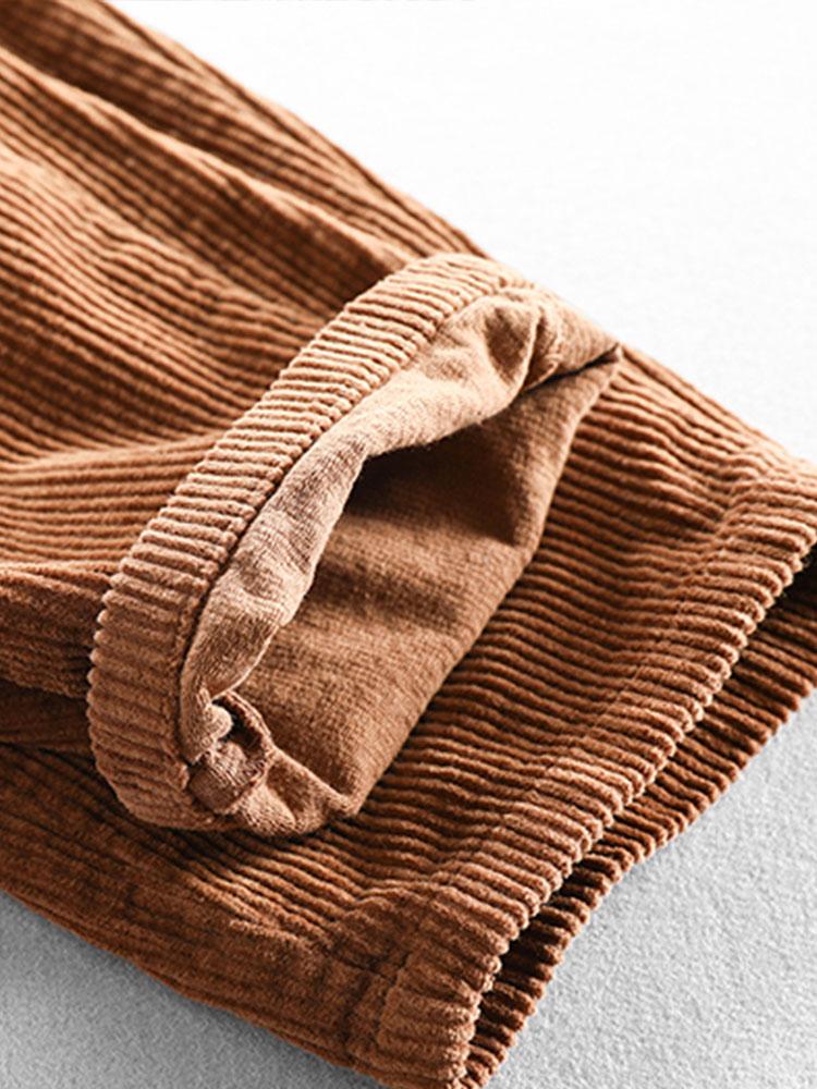 Cotton Corduroy Cropped Pants - Naturzy