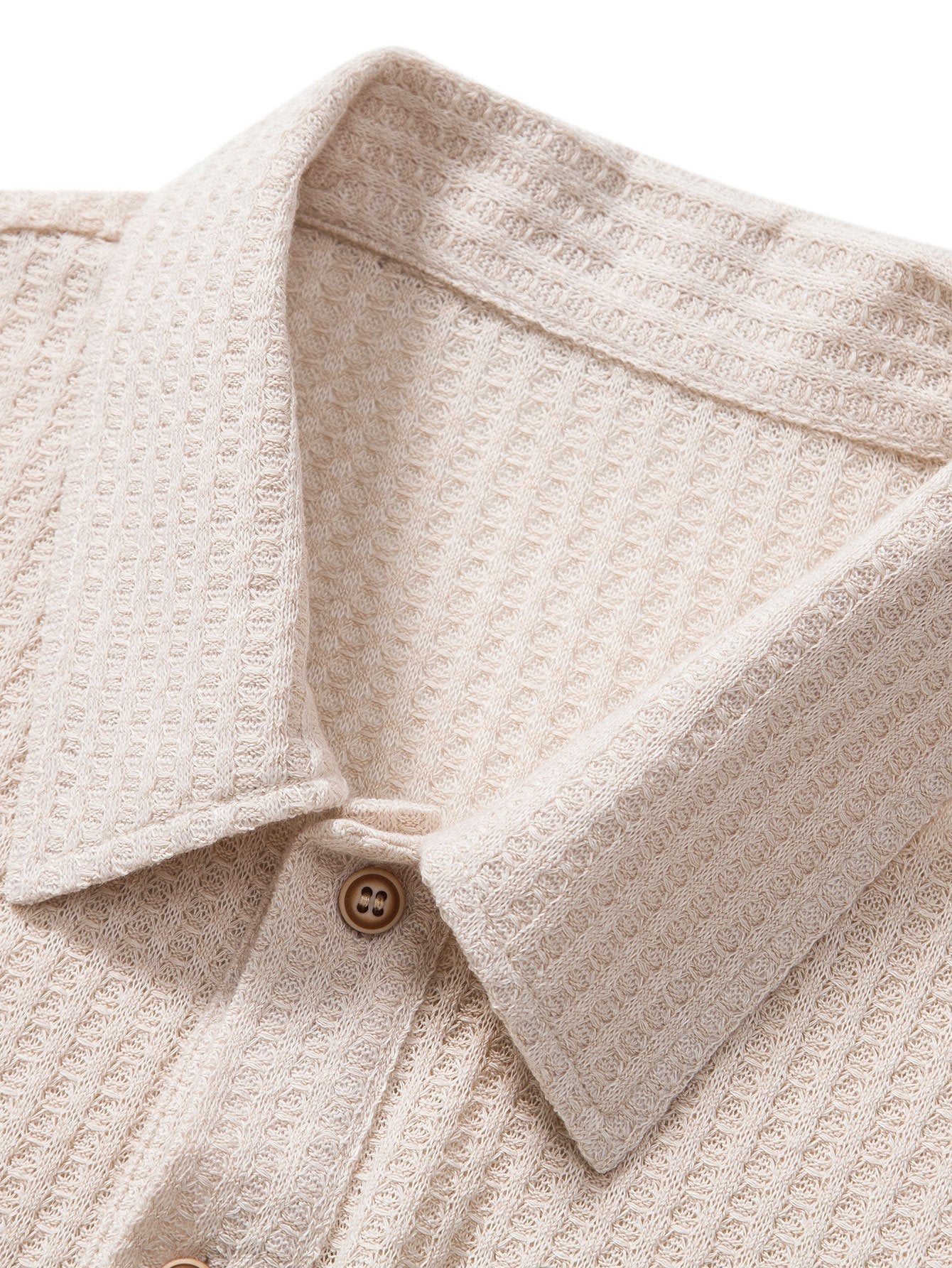 Knitted Waffle Polo Shirt - Naturzy