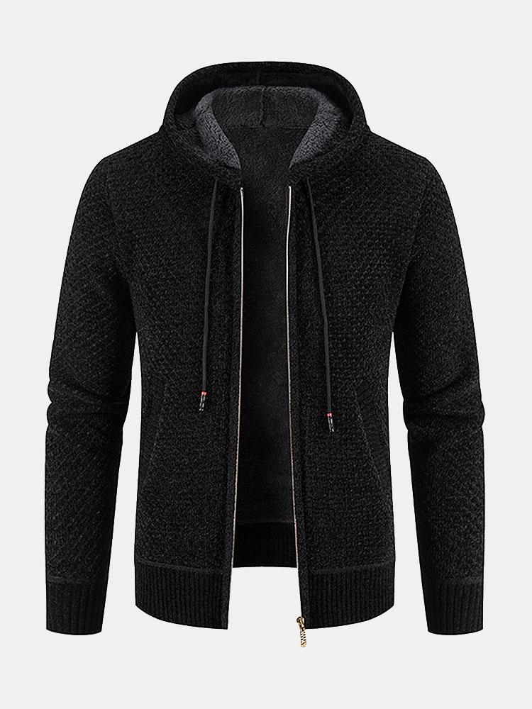 Teddy Lined Textured Hooded Sweater - Naturzy