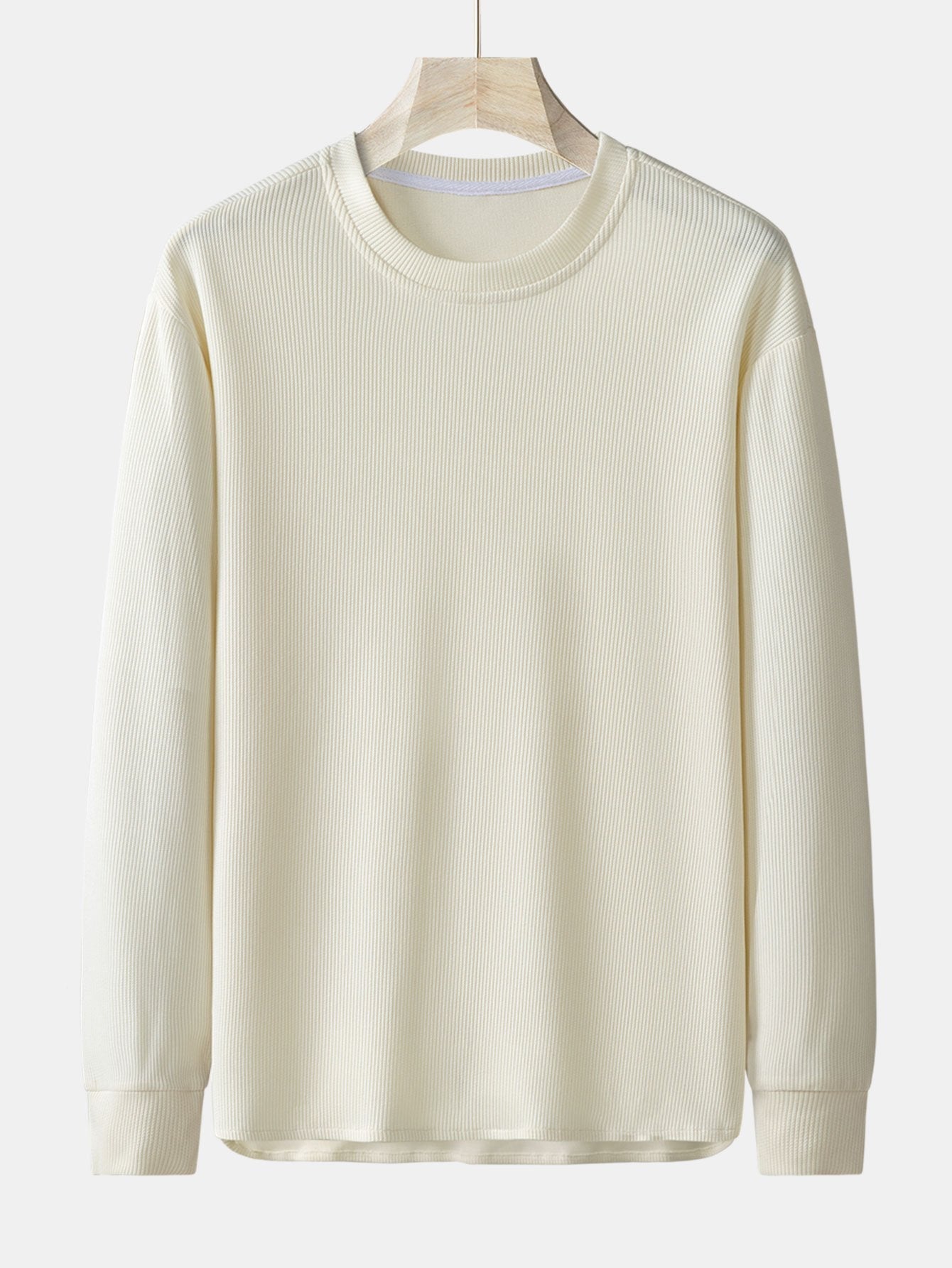 Long Sleeve Relax Fit Knit Ribbed T-Shirt - Naturzy