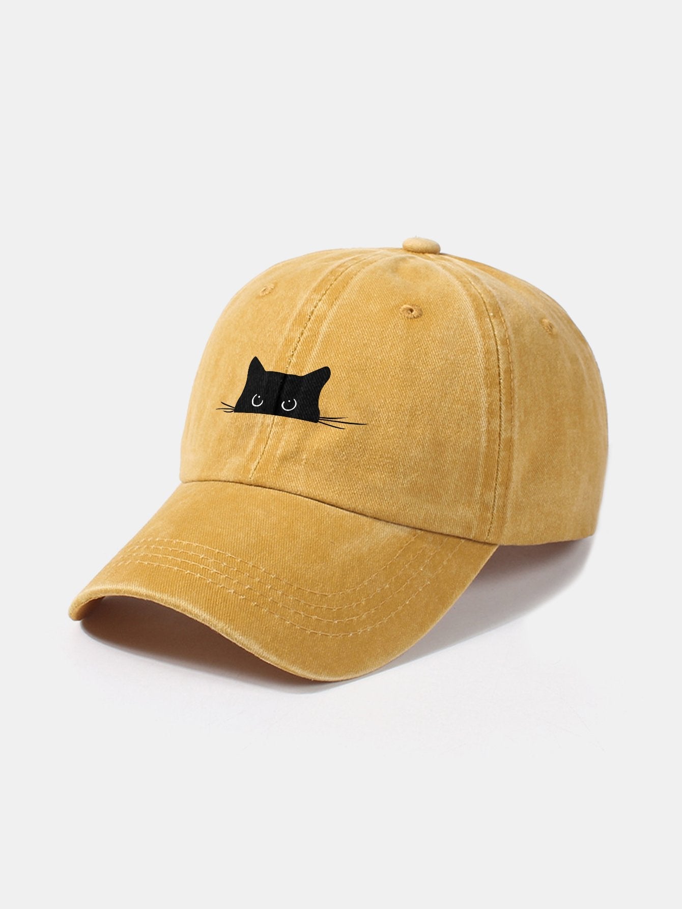 Cat Pattern Casual Washed Cotton Baseball Cap - Naturzy