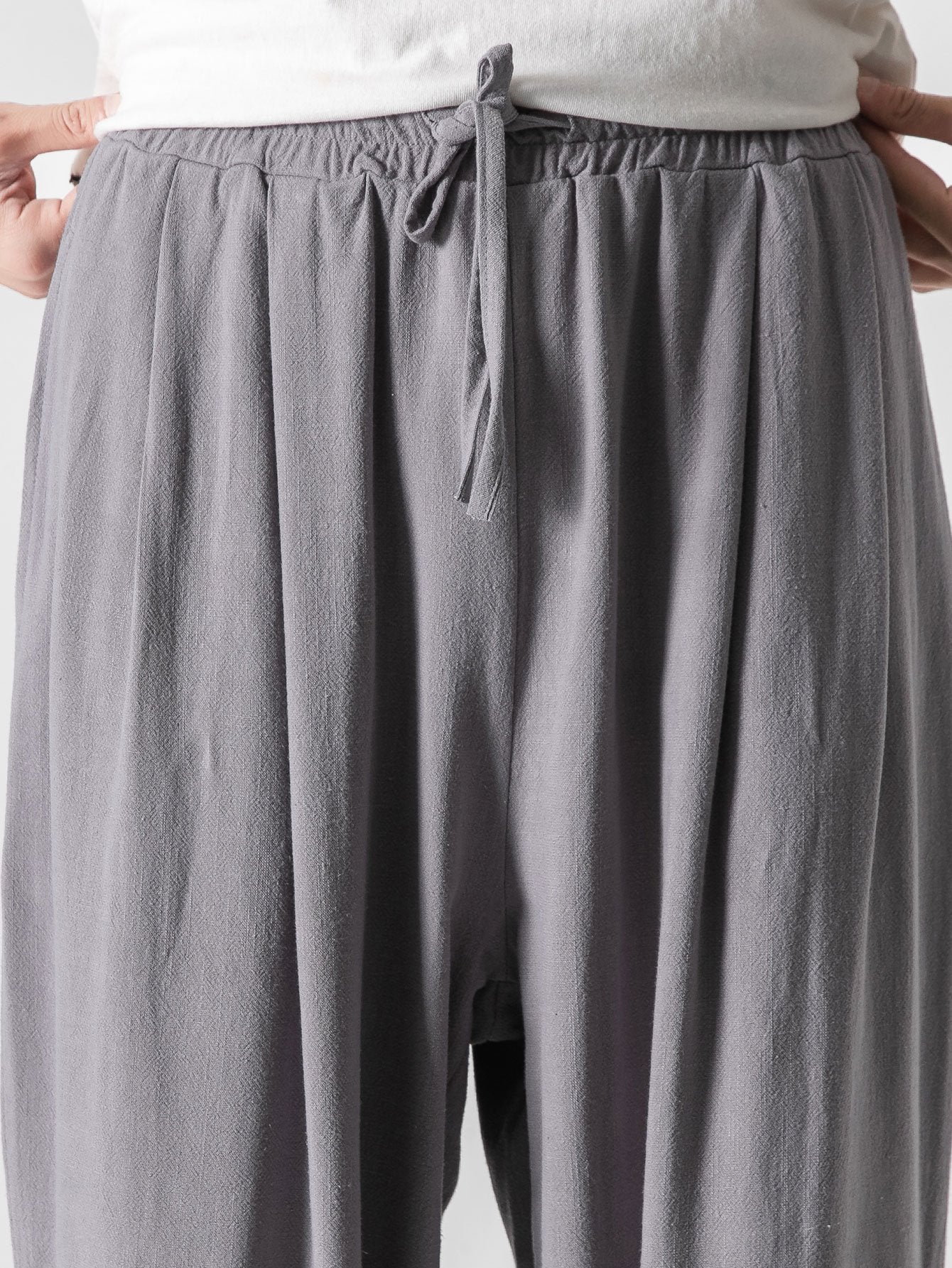 Linen And Cotton Blend Relax Fit Wide Leg Pants - Naturzy