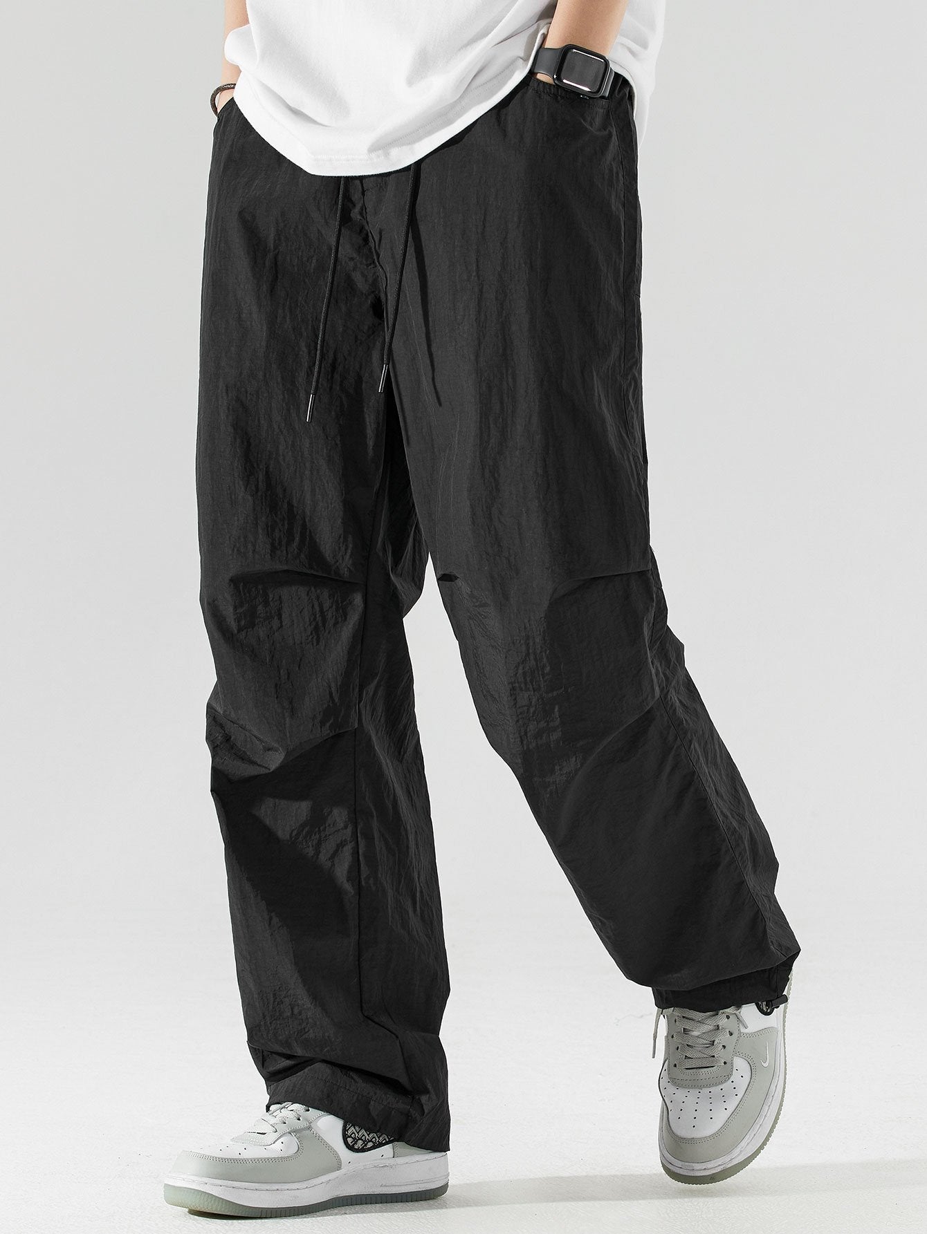 Elastic Waist Parachute Pants - Naturzy