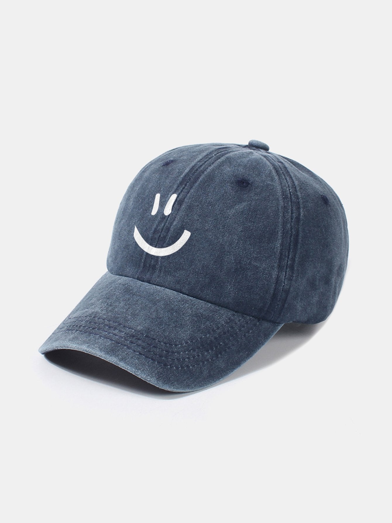 Smiley Face Pattern Classic Retro Washed Distressed Cotton Baseball Cap - Naturzy