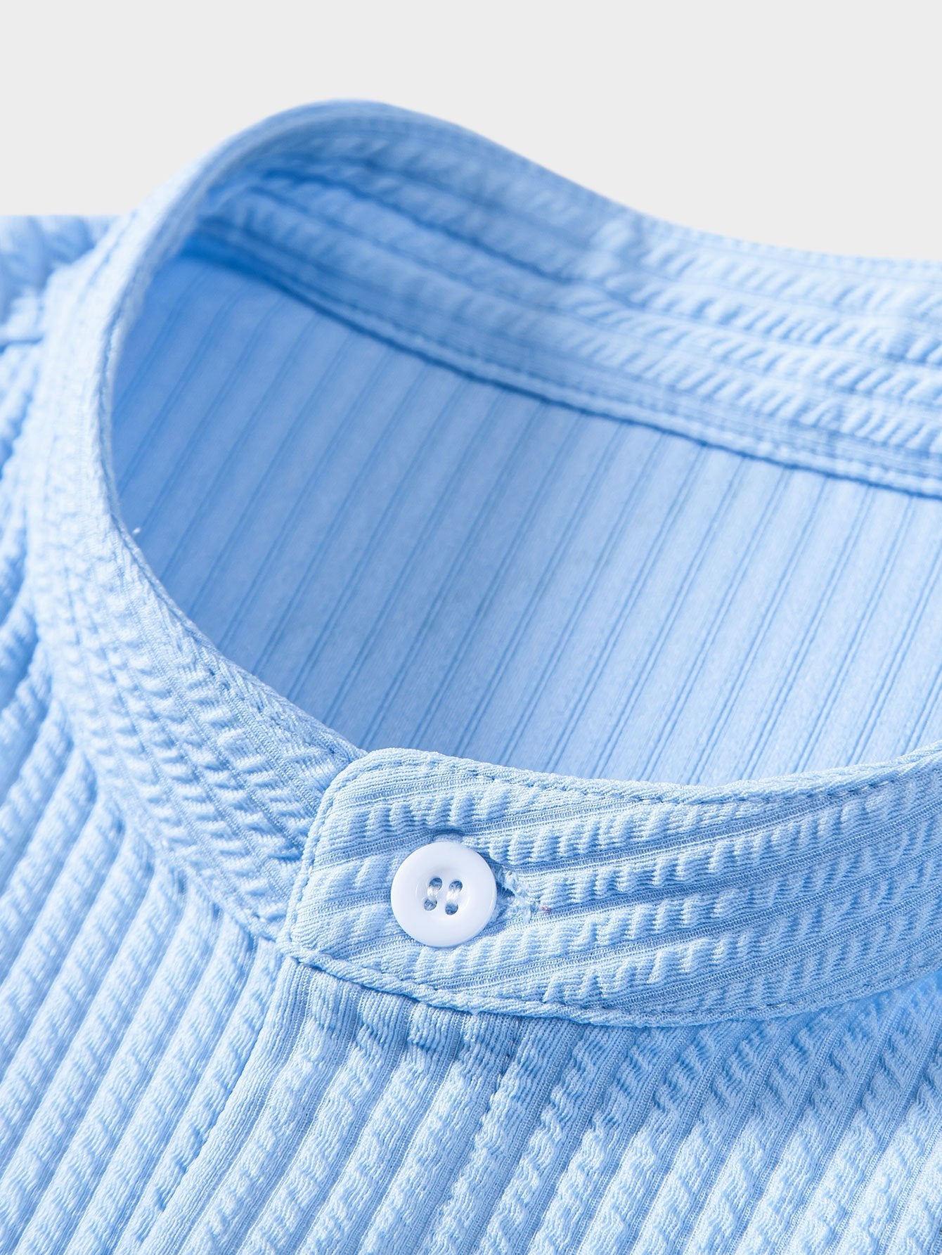Muscle Fit Ribbed Stand Collar Shirt - Naturzy