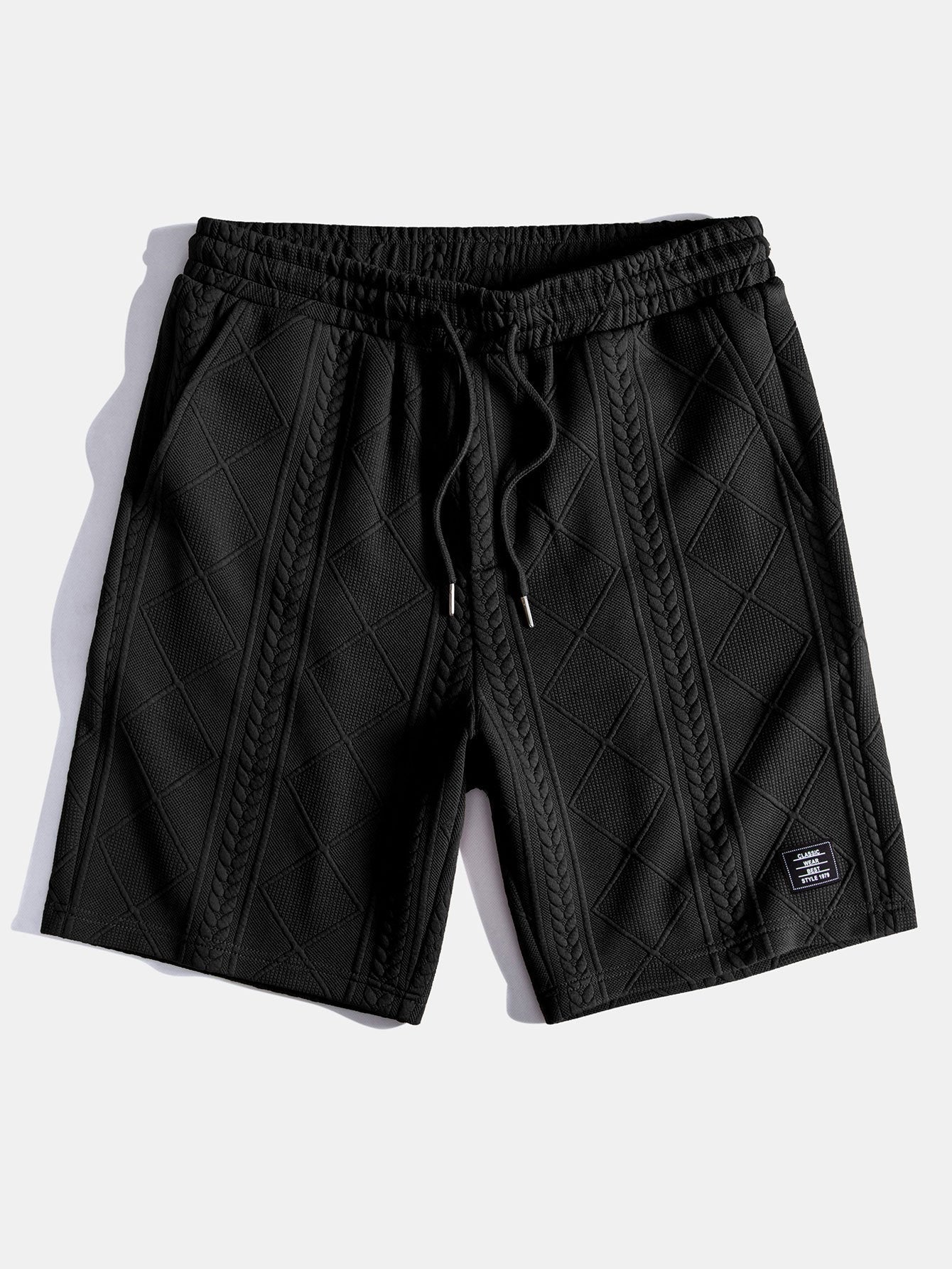 Geometric Jacquard Drawstring Shorts - Naturzy