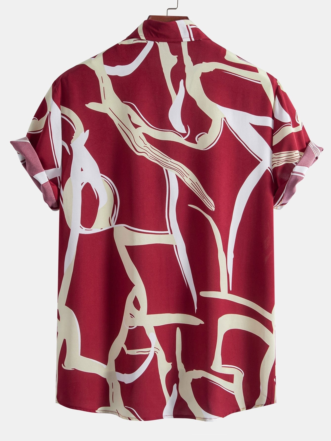 Abstract Print Button Up Shirt - Naturzy
