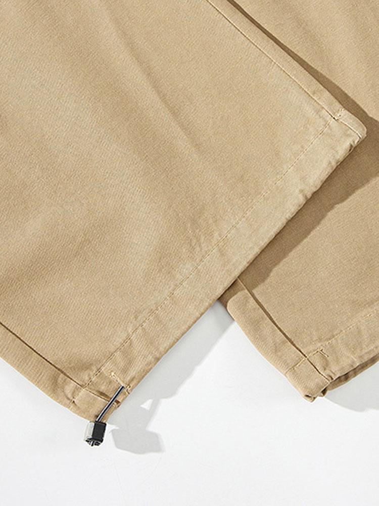 Elastic Drawstring Cuff Parachute Cargo Pants - Naturzy