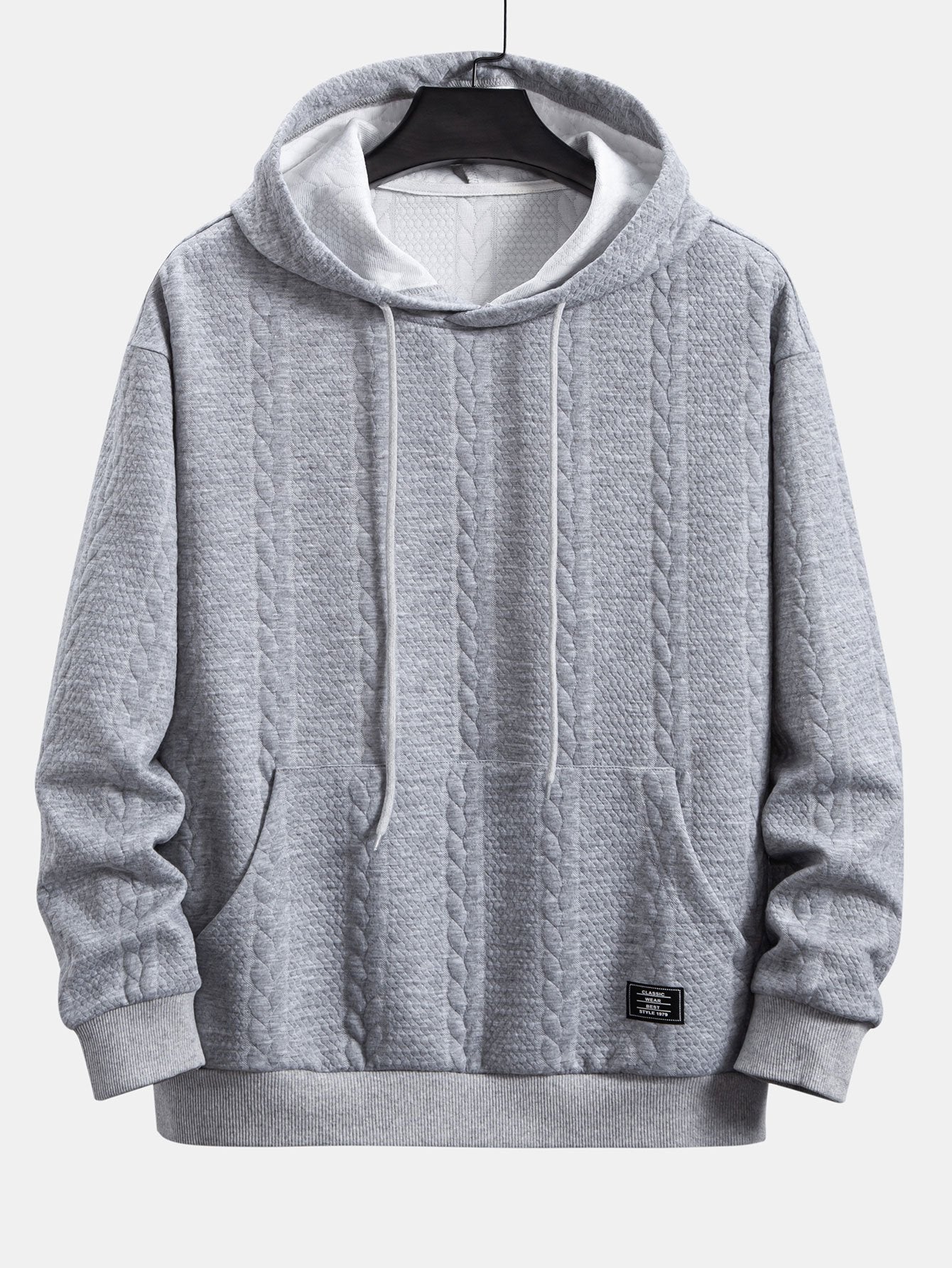 Relax Fit Wheat Jacquard Hoodie - Naturzy